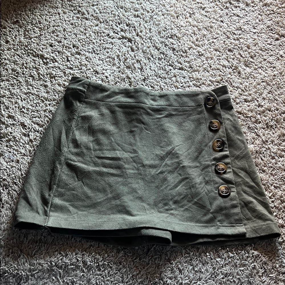 Altar'd State Olive Green Skort with Button Detail